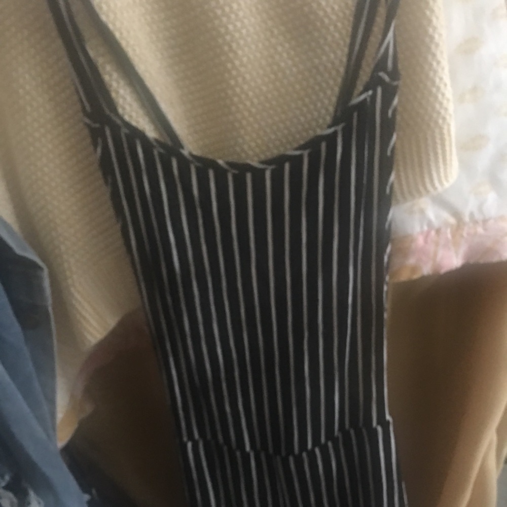 black and white striped romper